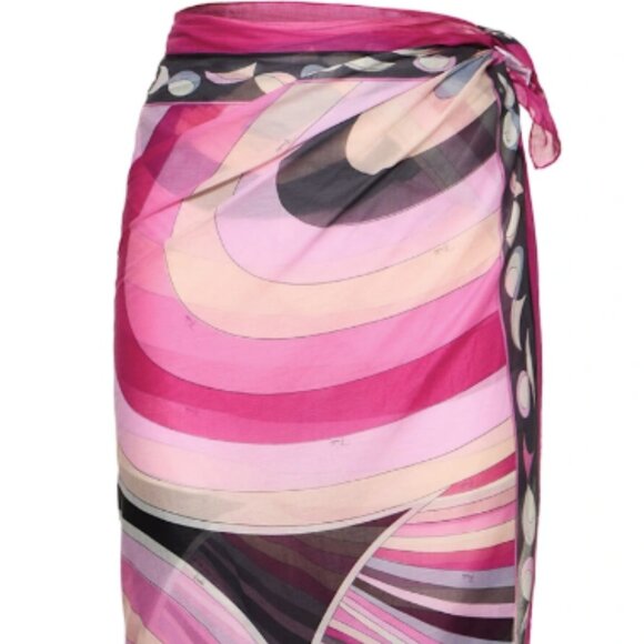 100% Authentic PUCCI Printed Cotton Pareo Sarong Skirt Wrap Style No. 81I-M57031 - Picture 3 of 7